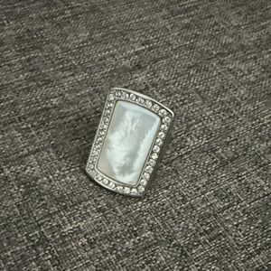 Elegant Silver and White Statement Ring